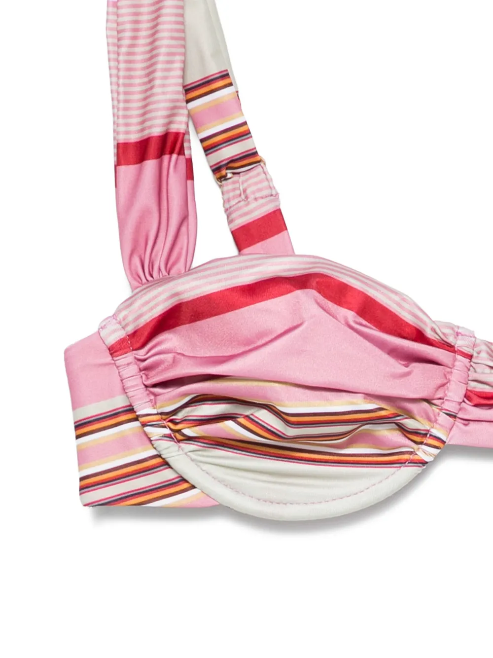 Faithfull The Brand Sol Striped Ruched Bikini Top In Pink