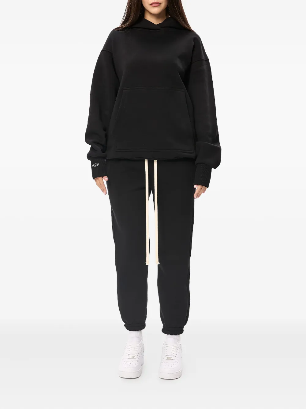 HAMZA long-sleeve kangaroo-pocket hoodie - Zwart