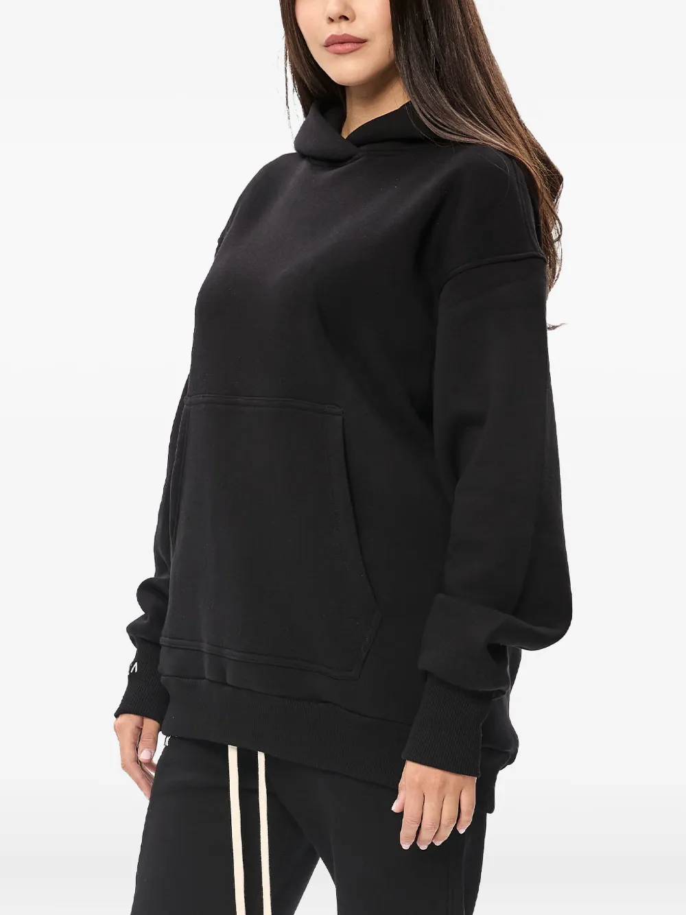 Hamza Long-sleeve Kangaroo-pocket Hoodie In Black