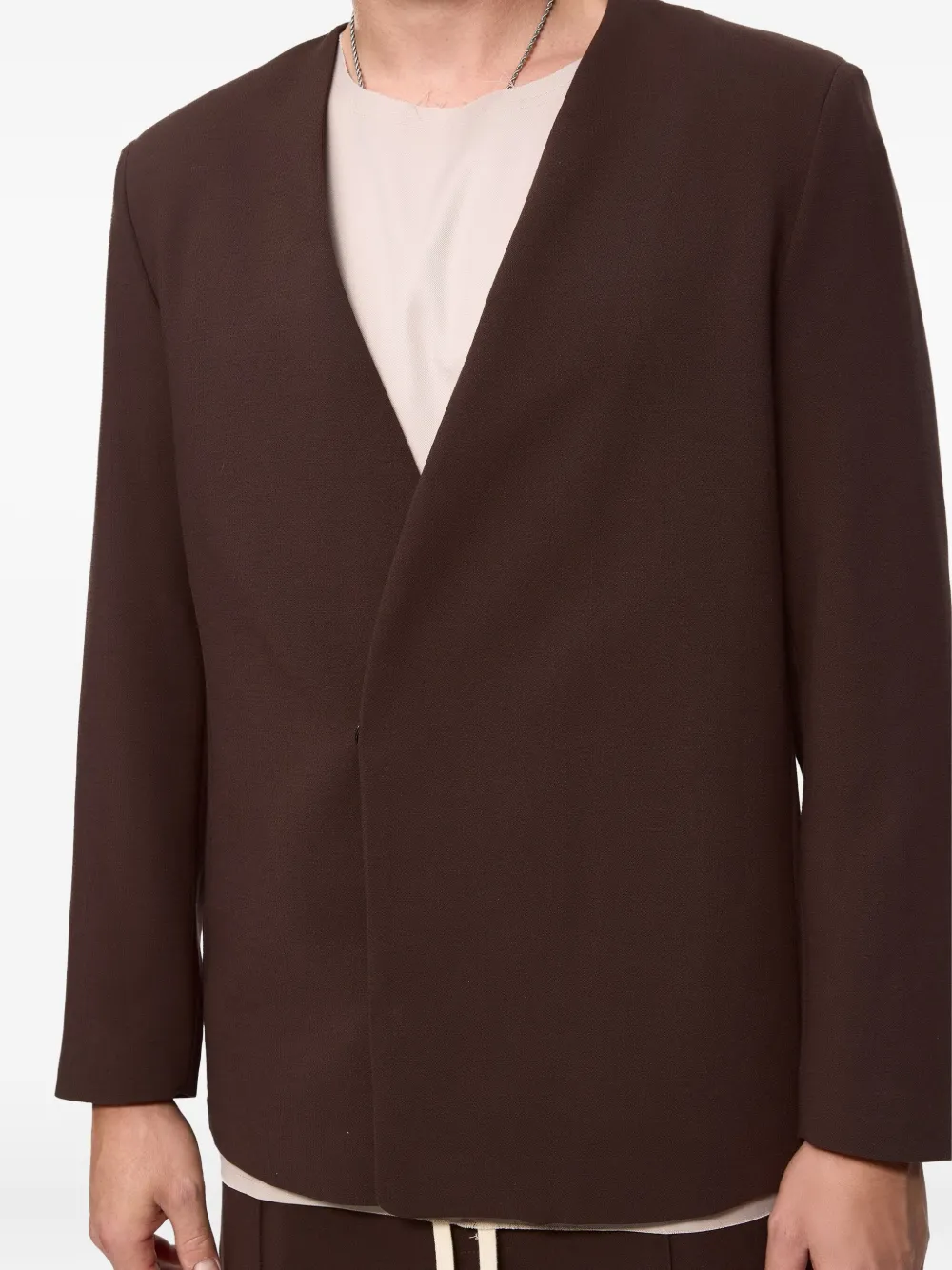 Hamza 247 V-neck Concealde-fastening Blazer In Brown