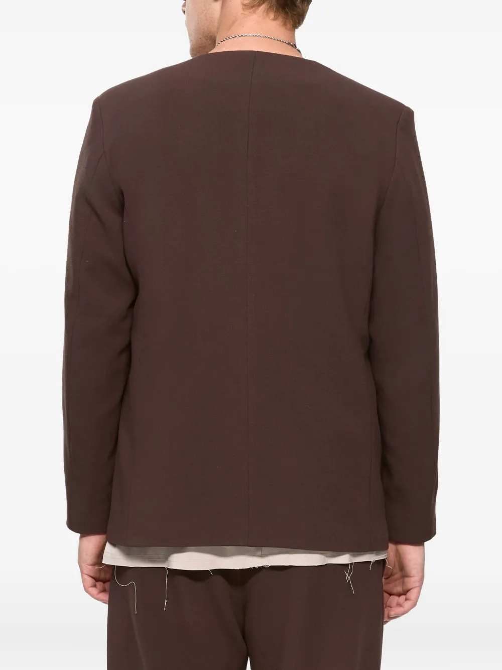 Hamza 247 V-neck Concealde-fastening Blazer In Brown