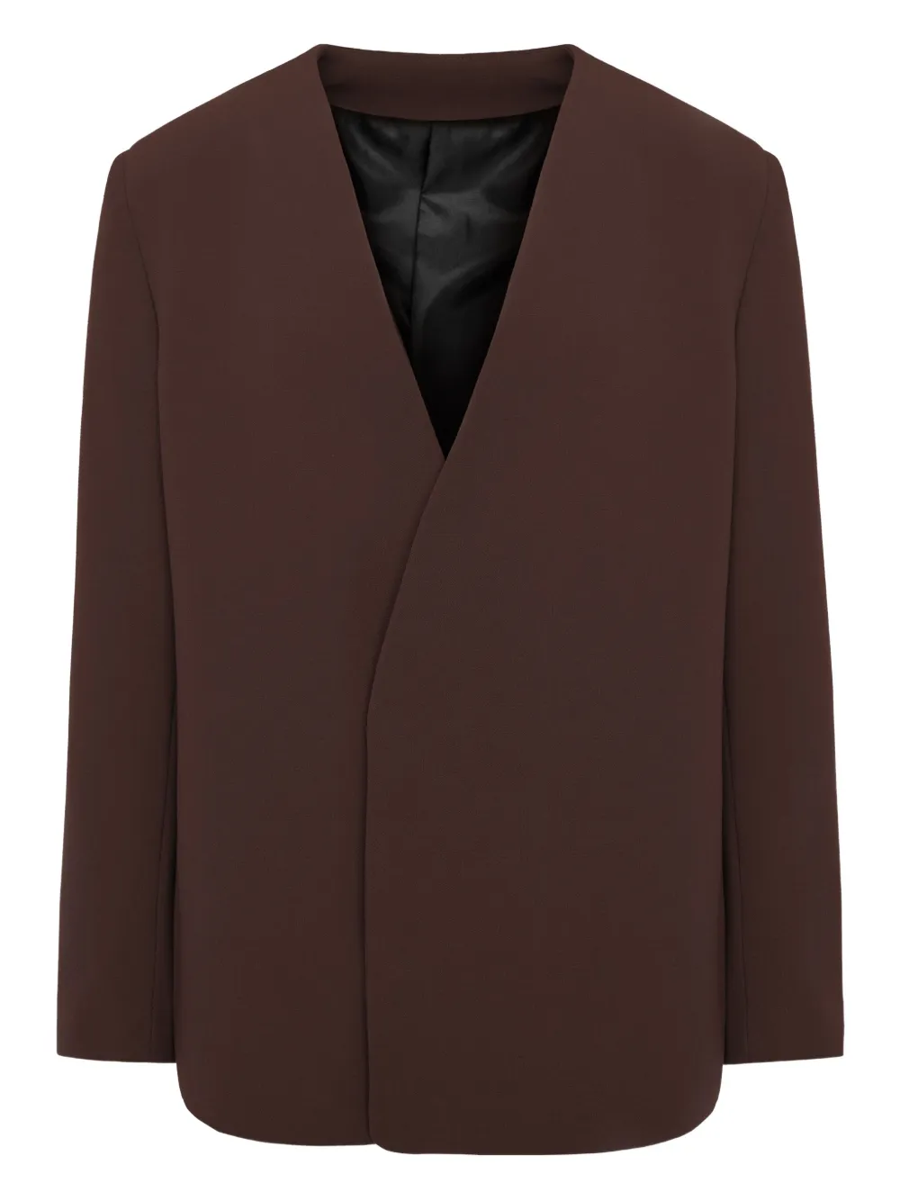 Hamza 247 V-neck Concealde-fastening Blazer In Brown
