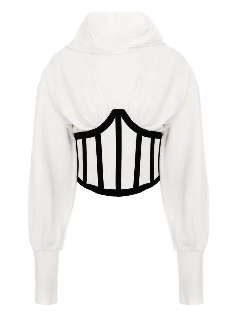 HAMZA Marsilia corset-detail long-sleeve hoodie