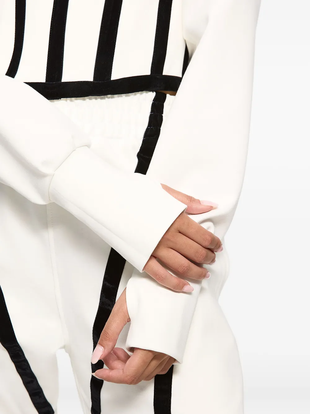 Hamza Marsilia Corset-detail Long-sleeve Hoodie In White
