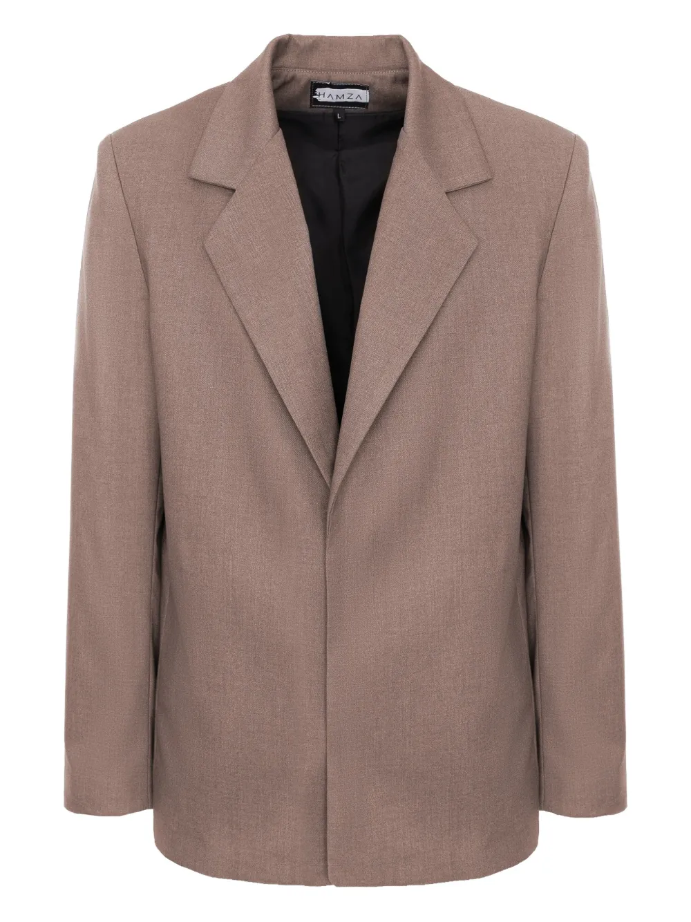 Hamza Thom Collared Long-sleeve Blazer In Brown