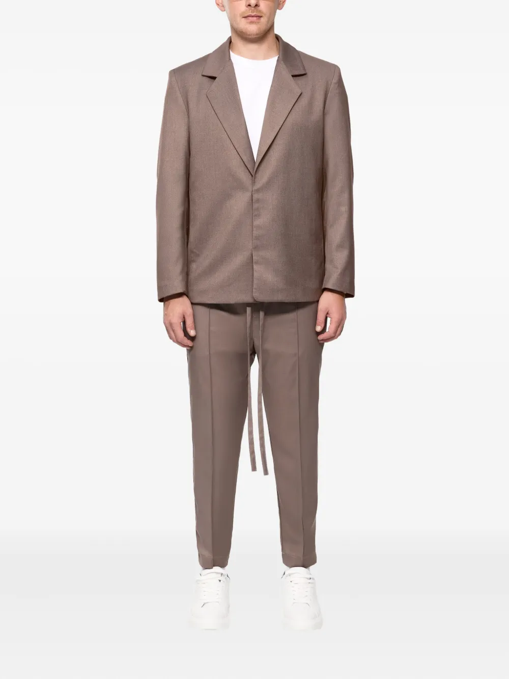 Hamza Thom Collared Long-sleeve Blazer In Brown