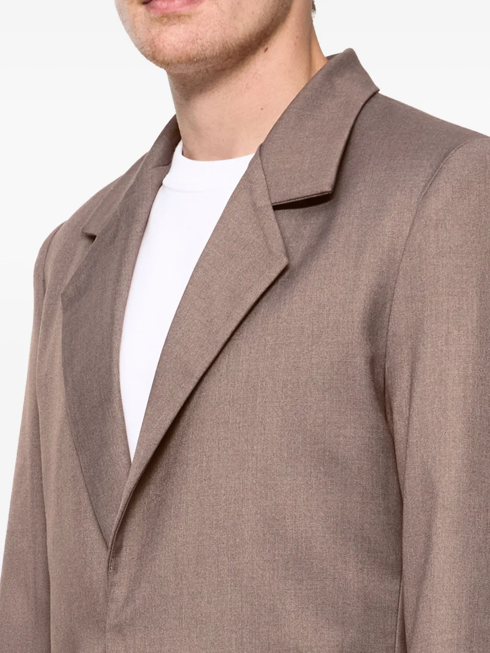 Hamza Thom Collared Long-sleeve Blazer In Brown