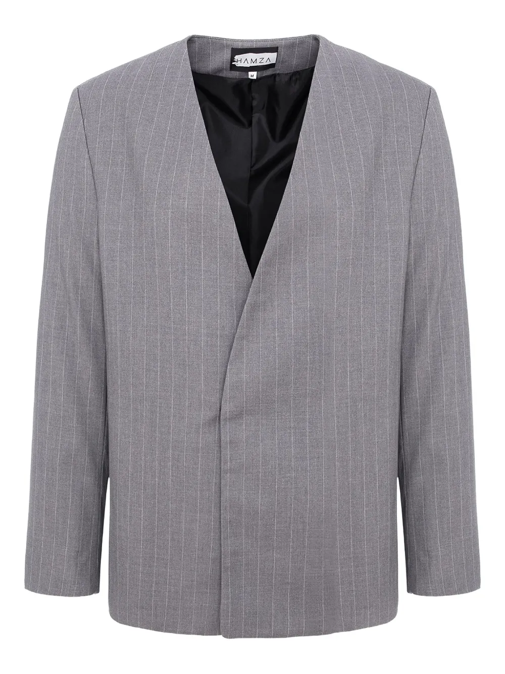 Hamza 247 V-neck Pinstripe Blazer In Gray