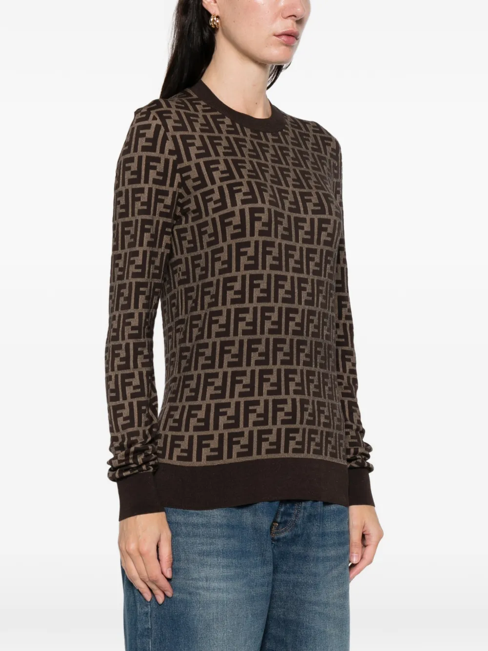  Fendi Pull à Logo - Marron 