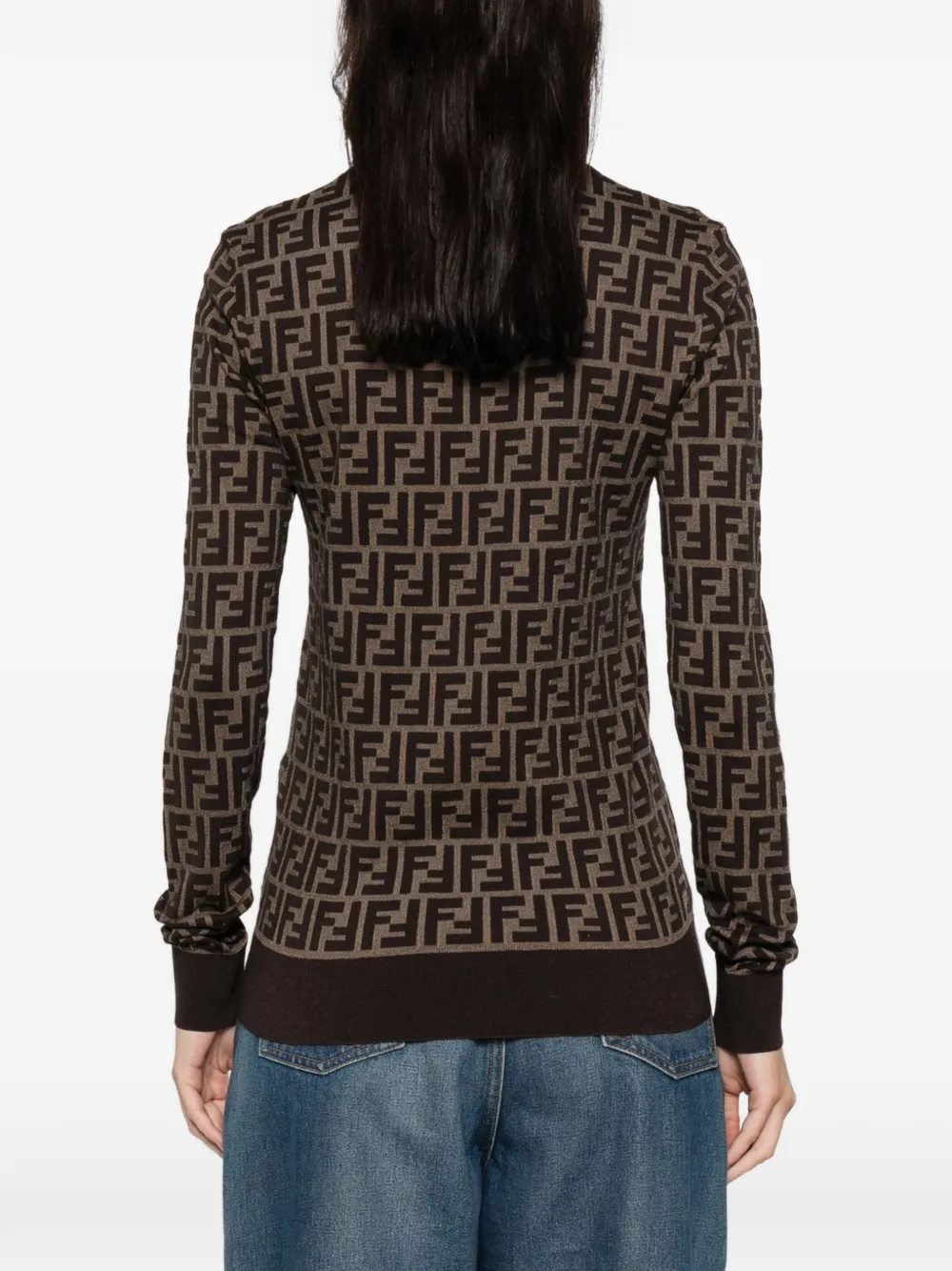 FENDI Trui met logopatroon Bruin