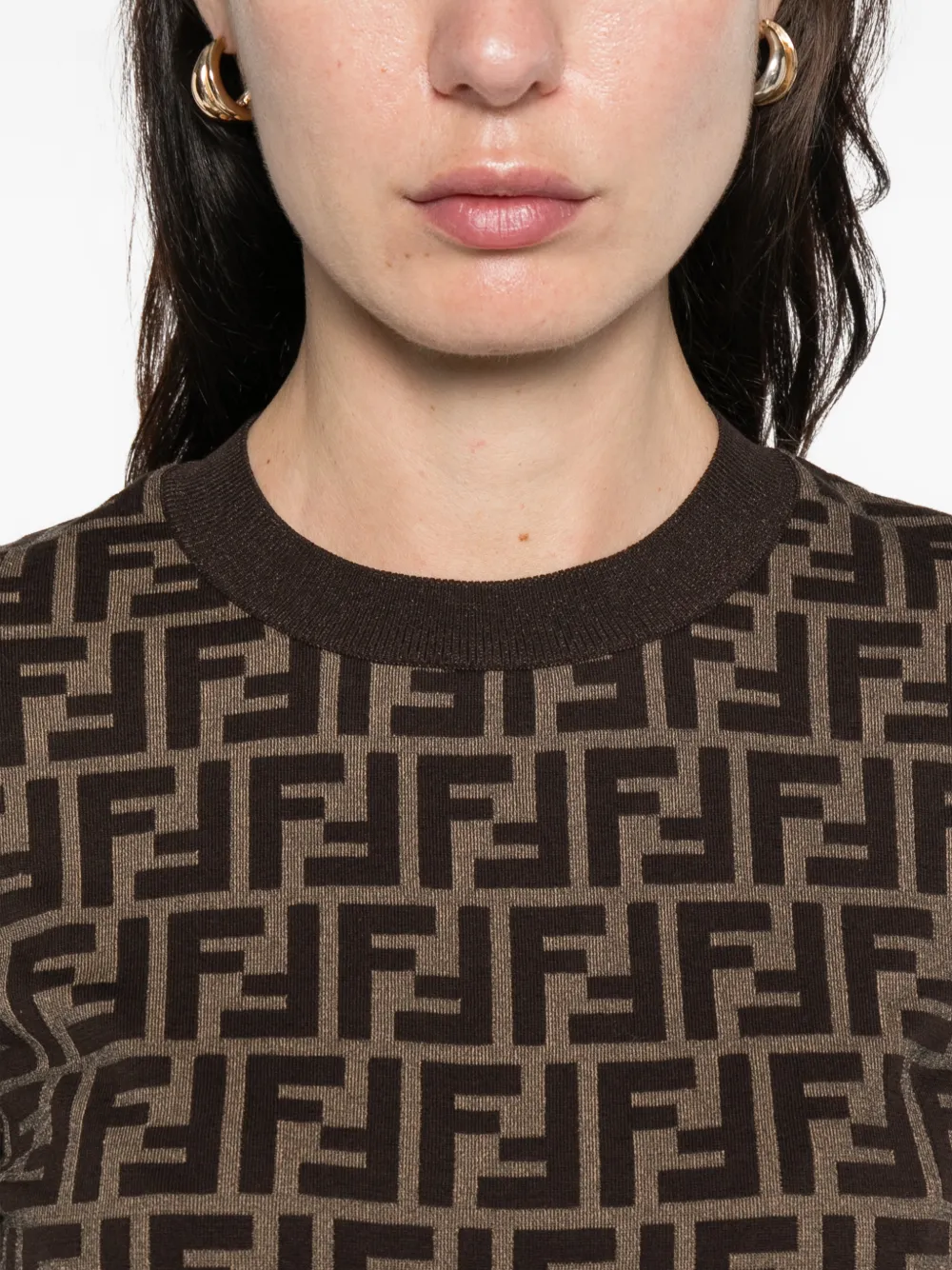FENDI Trui met logopatroon Bruin