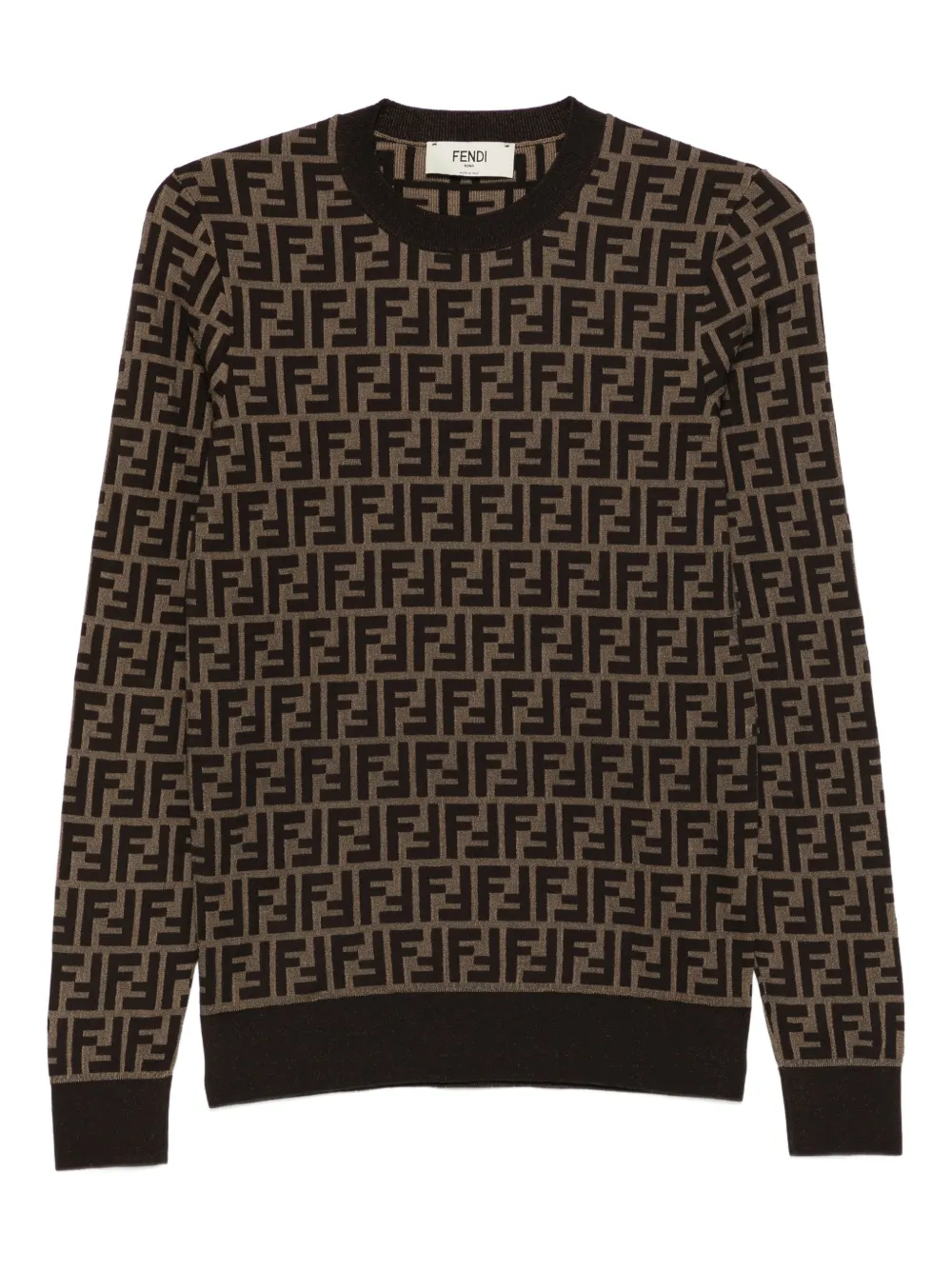 FENDI logo pattern sweater - Brown