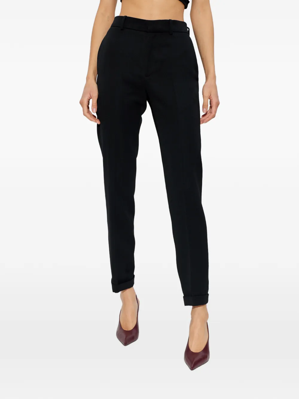 The Attico Broek met omgeslagen pijpen Zwart