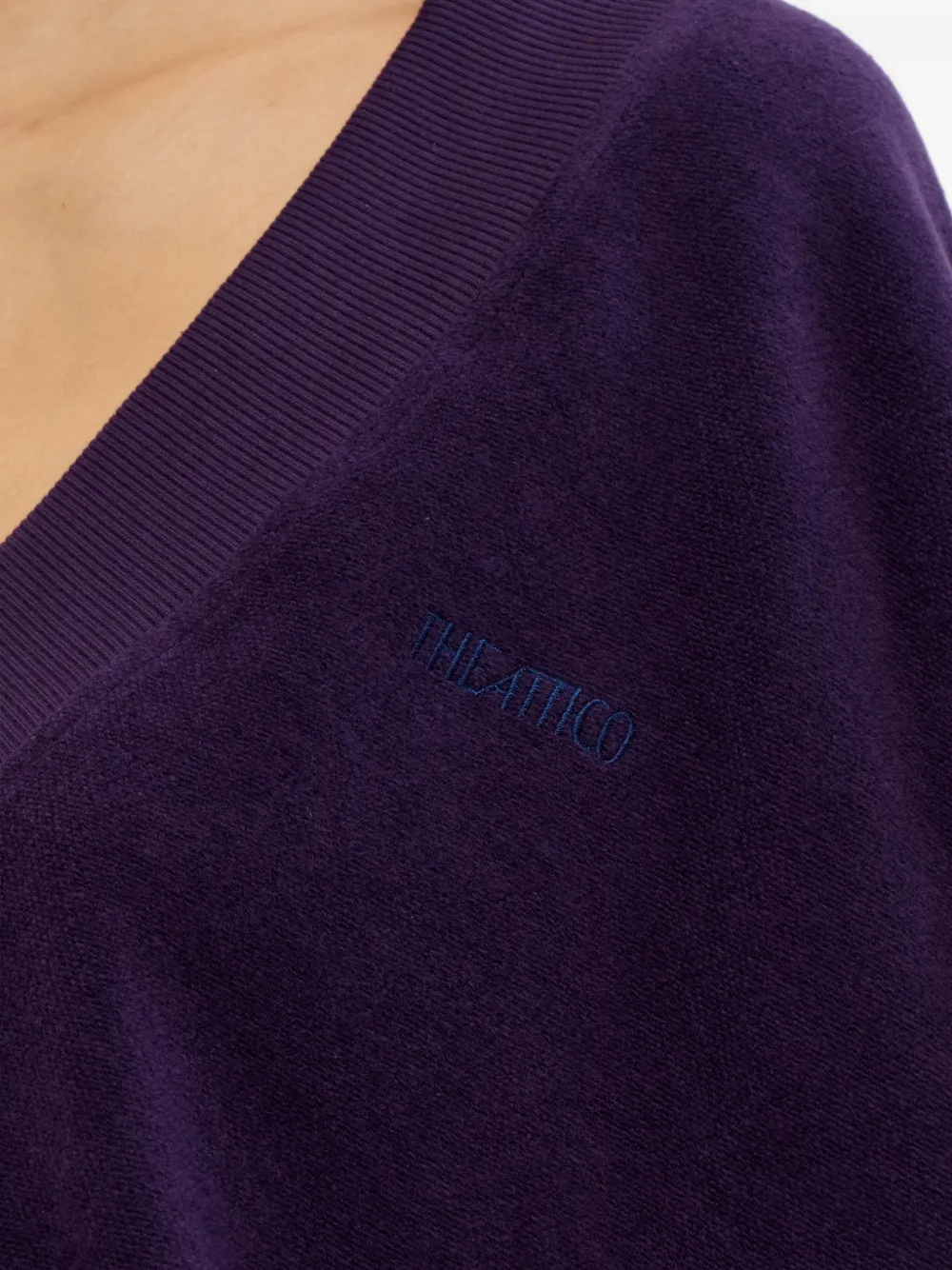 The Attico Sweater met V-hals en logo Paars