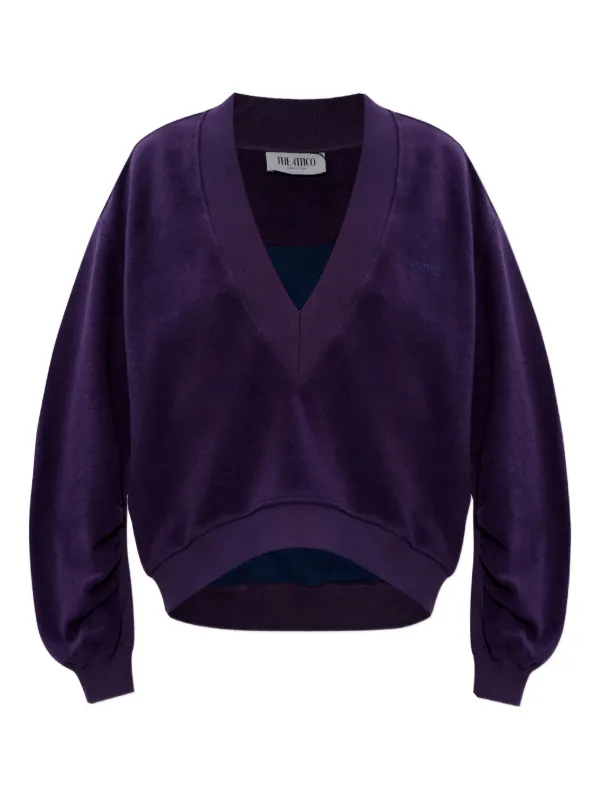 The Attico V-neck Logo Sweatshirt in Purple