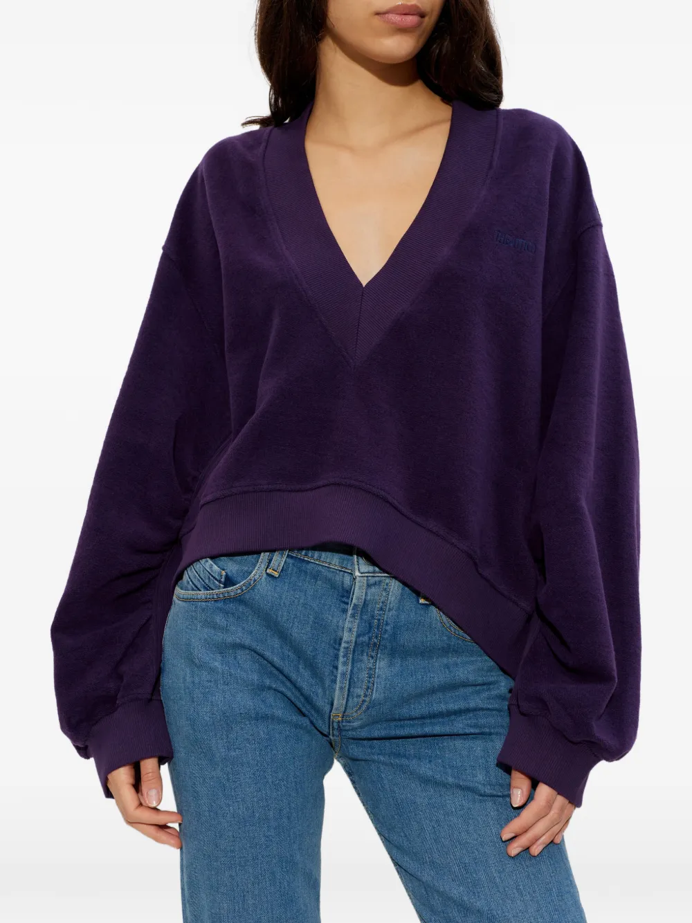 The Attico Sweater met V-hals en logo Paars