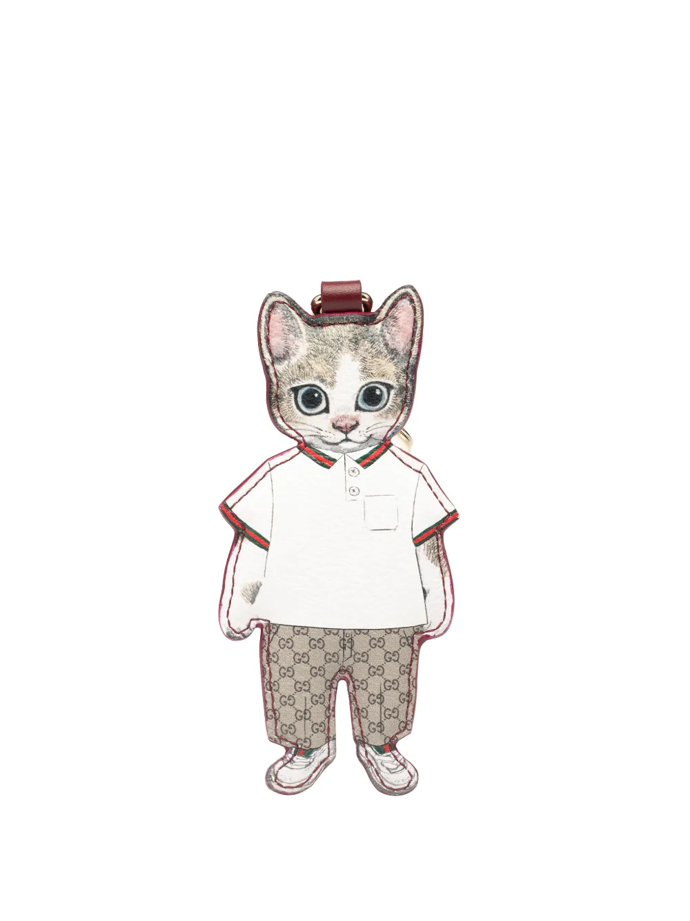 Gucci Pre-Owned x Yuko Higuchi Portachiavi Cat Boris in tesuto GG Supreme 2016-2025 - Marrone