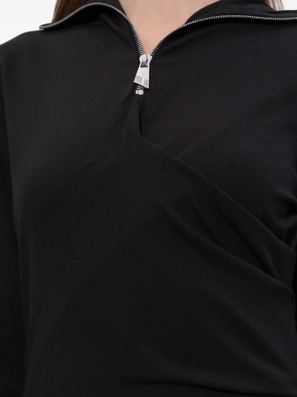 The Attico Midi-jurk met halve rits Zwart