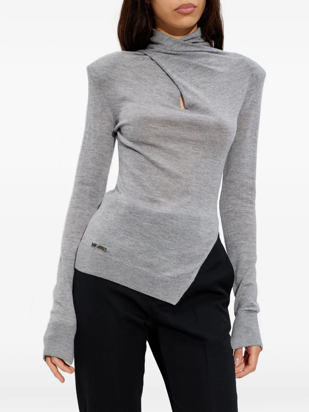 Attico Twisted Fine-knit Top In Gray