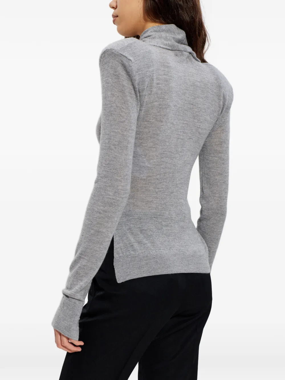 Attico Twisted Fine-knit Top In Gray