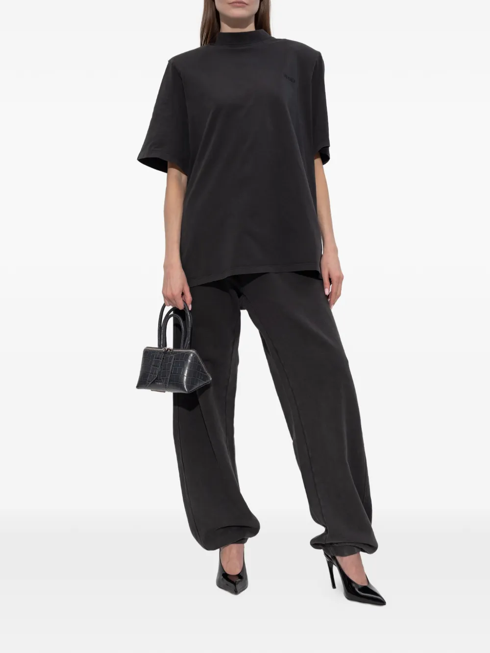 Attico Roll-neck Logo-detail T-shirt In Black