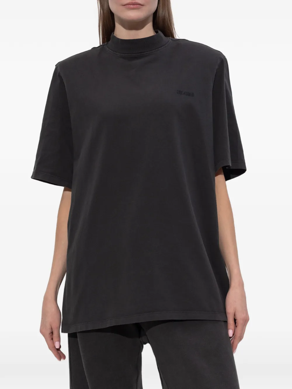 Attico Roll-neck Logo-detail T-shirt In Black