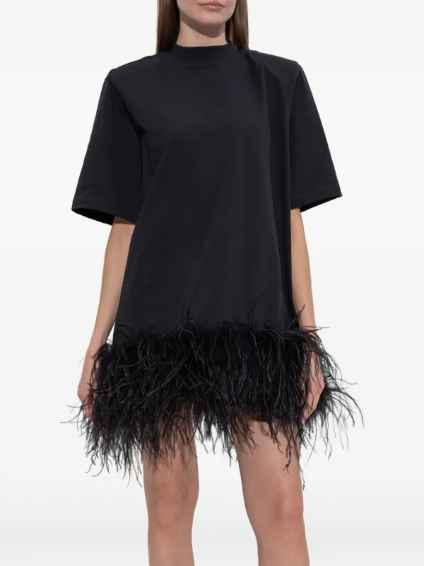 attico feather mini dress The Attico feather-trim Mini Dress | Black