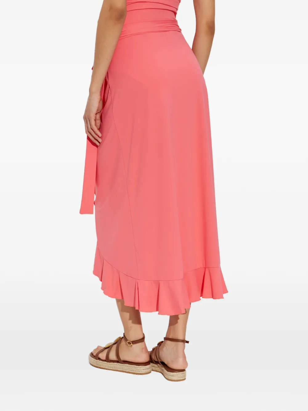 Melissa Odabash Ruffled-trim Tie-fastening Midi Skirt In Pink