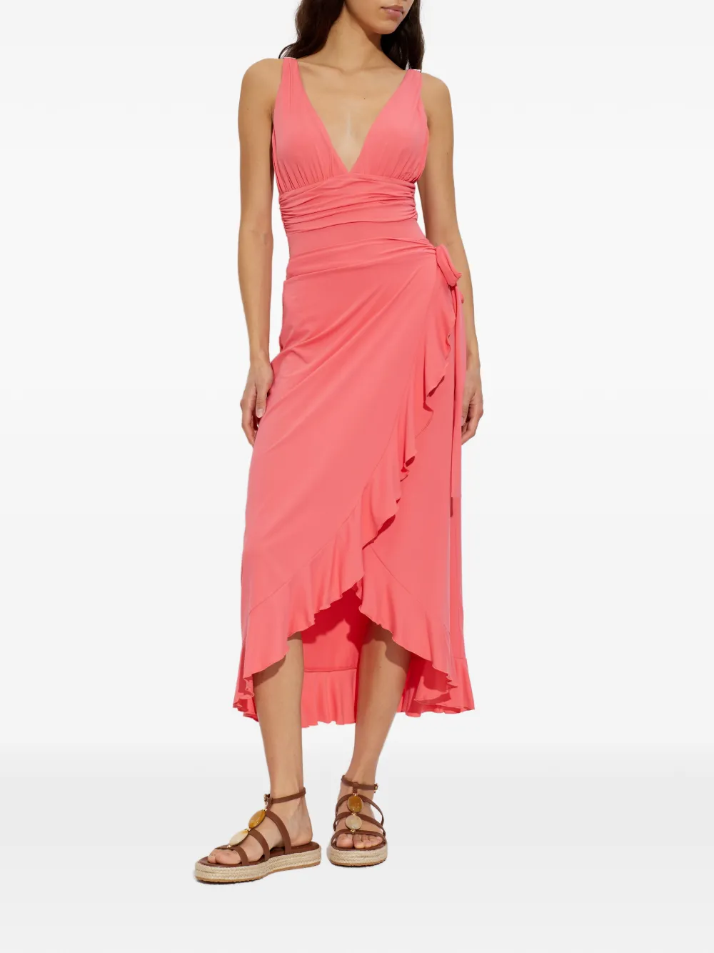 Melissa Odabash Ruffled-trim Tie-fastening Midi Skirt In Pink