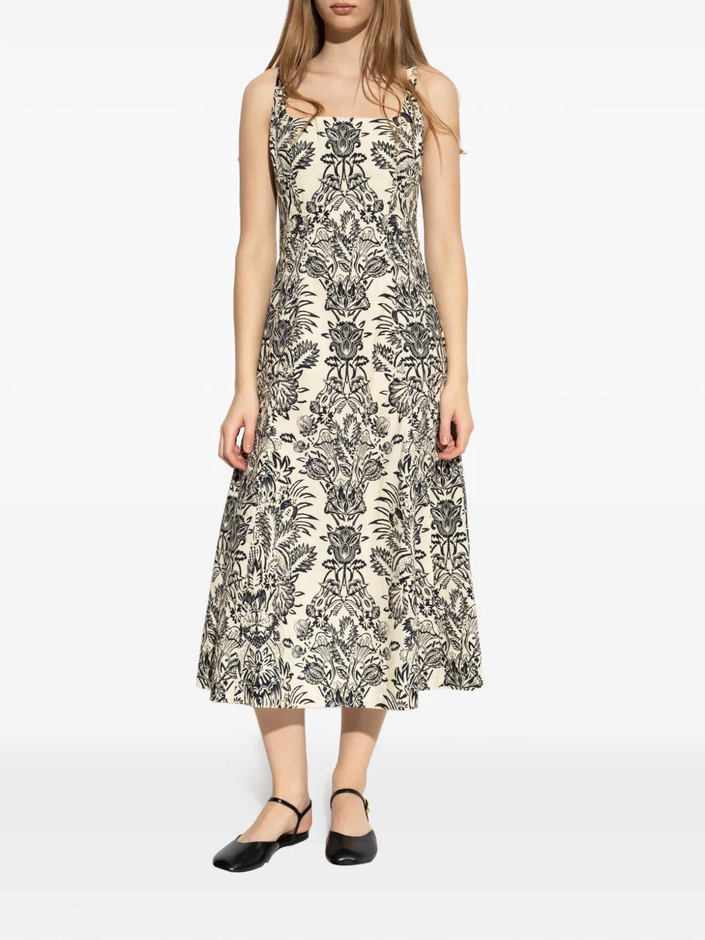 Ulla Johnson Floral-print Midi Dress In Gray