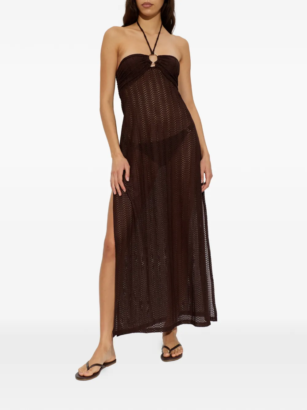 Melissa Odabash Harriet halterneck maxi dress - Bruin