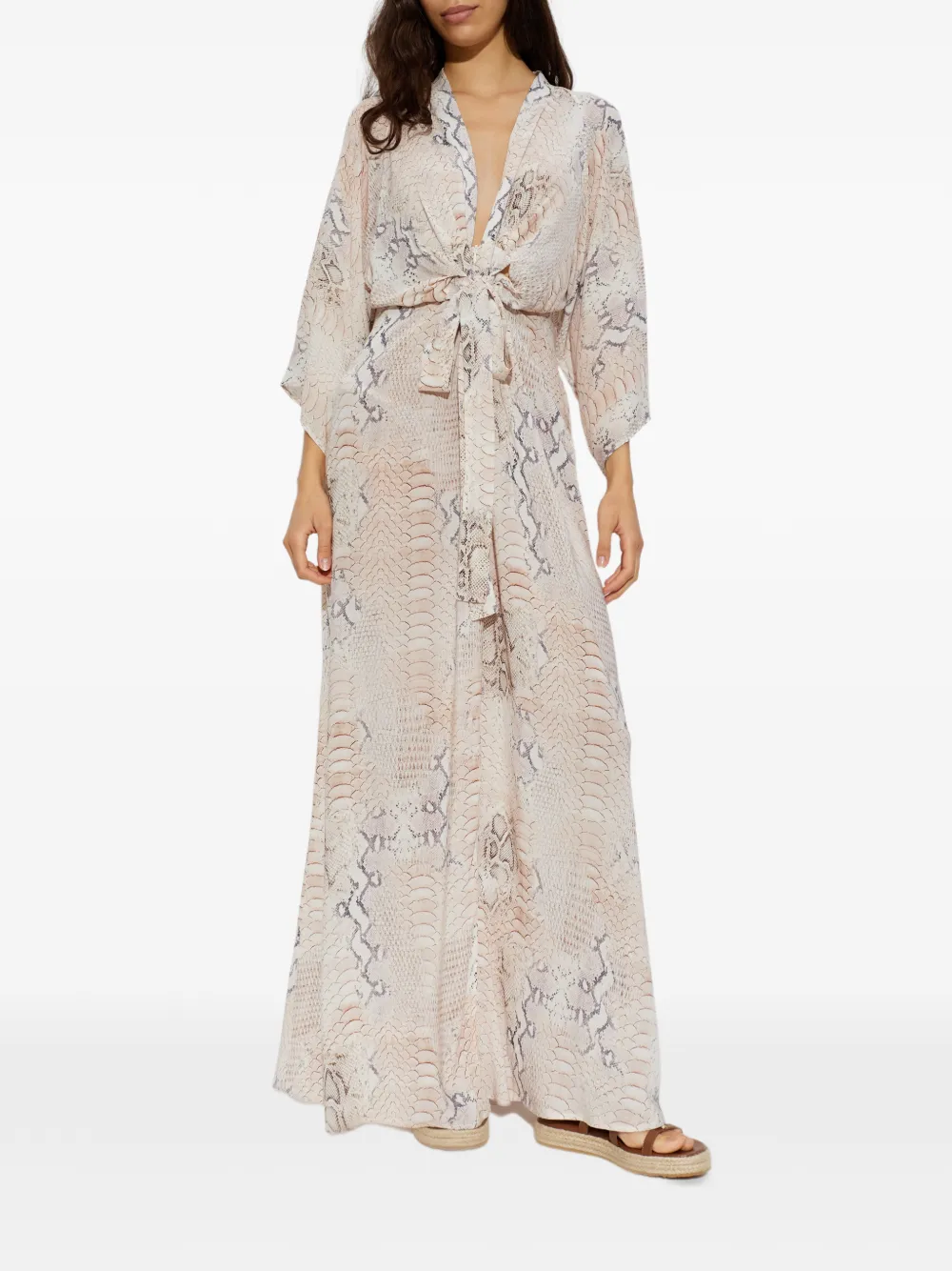Melissa Odabash Wisdom knot animal-print maxi dress - Beige
