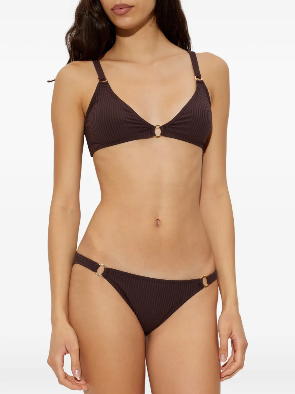 Melissa Odabash Montenegro Ribbed Bikini Top In Brown