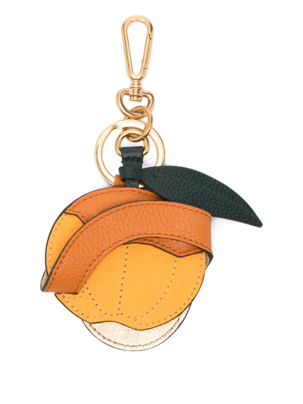 Mulberry Peeling Orange Leaf-charm Keyring In Orange