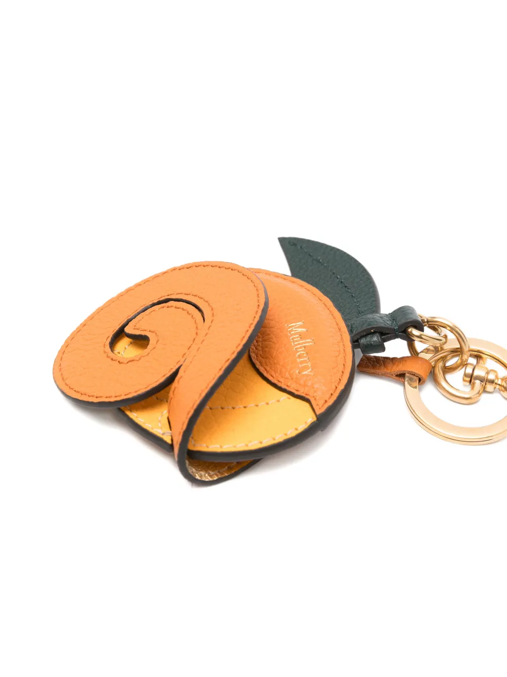 Mulberry Peeling Orange Leaf-charm Keyring In Orange