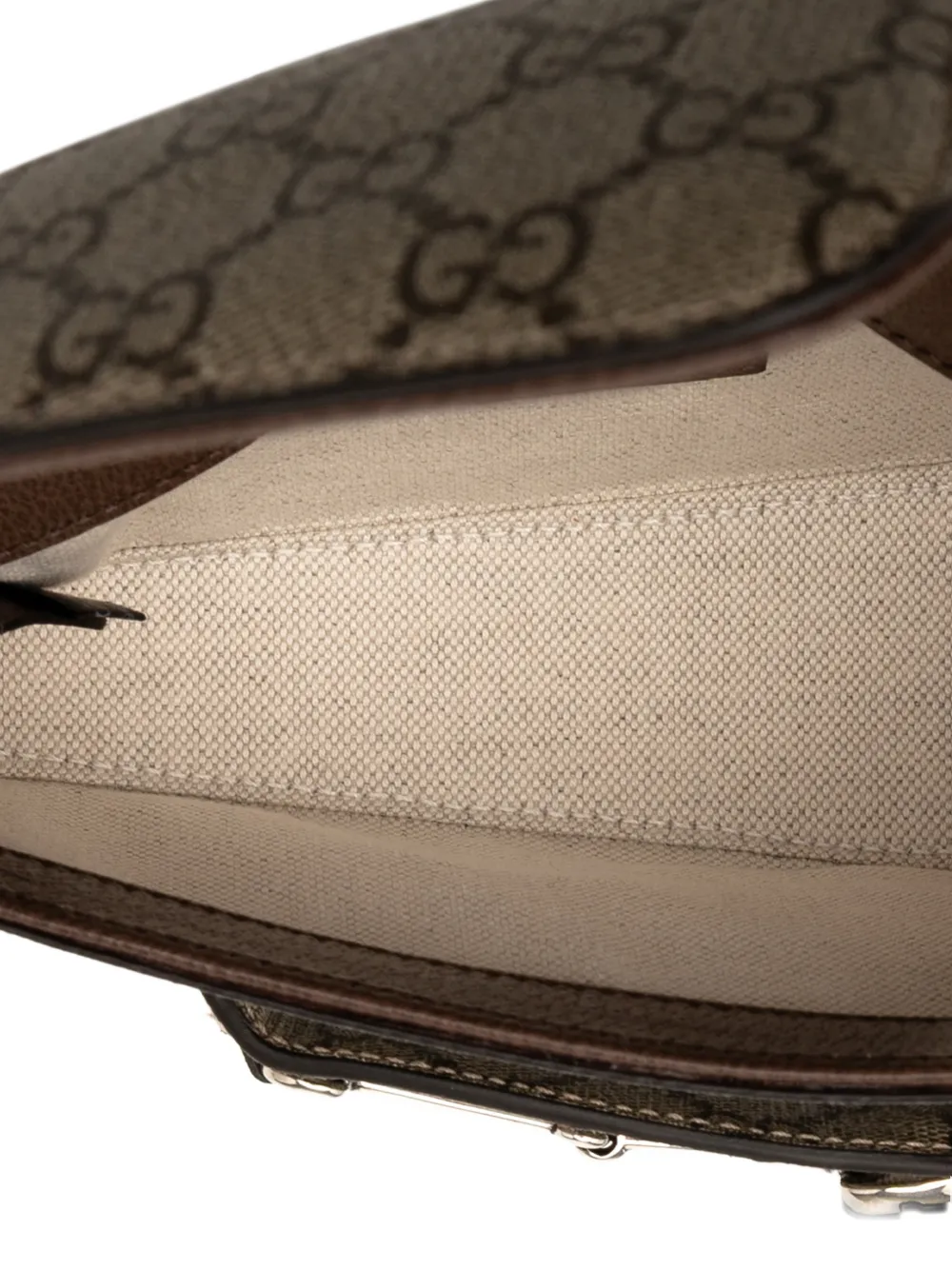 GUCCI Pre-owned 2016-2025 Mini Gg Supreme Asymmetric Horsebit 1955 Shoulder Bag Satchel In Brown