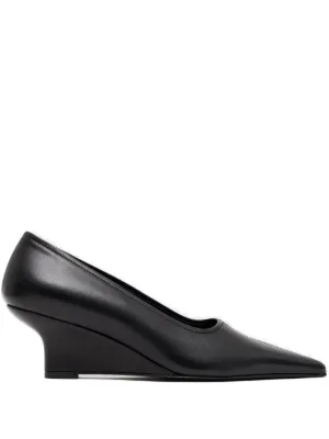 Jil Sander スクエアトゥ レザーパンプス | ブラック | FARFETCH JP