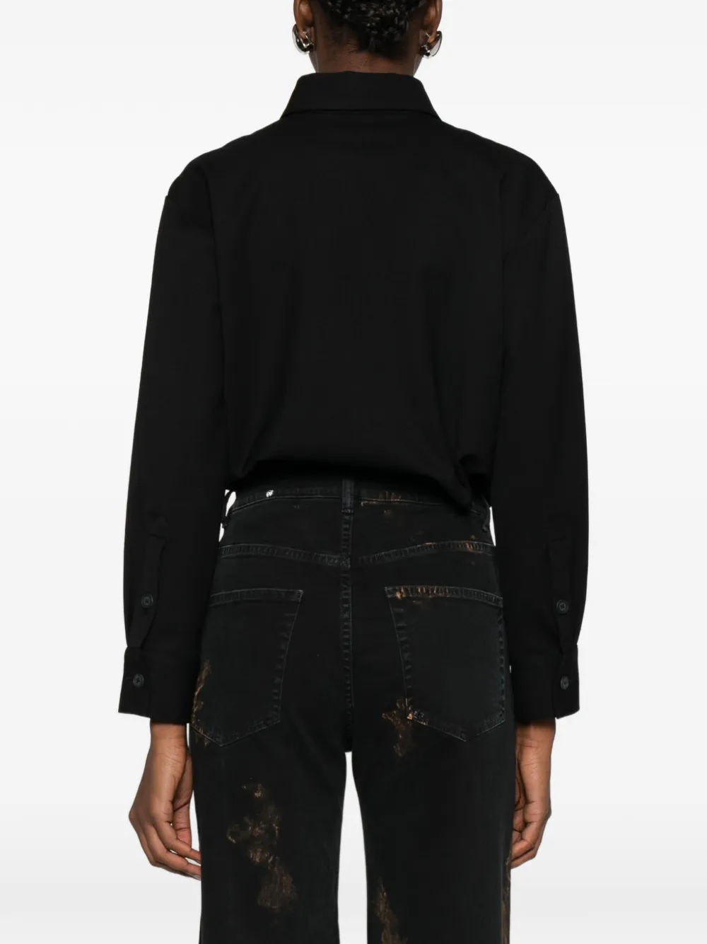 Medeea Button Bodysuit In Black