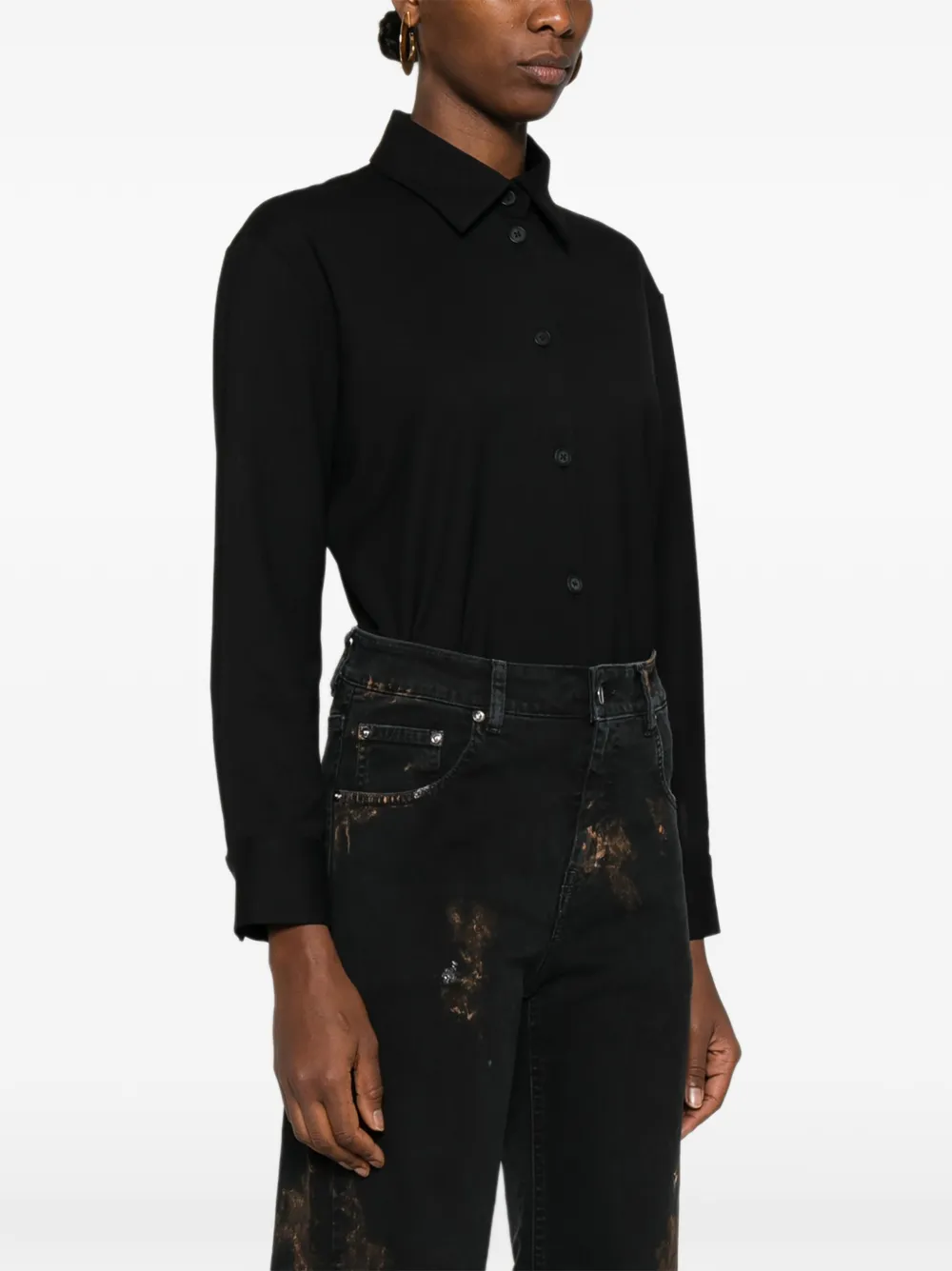 Medeea Button Bodysuit In Black