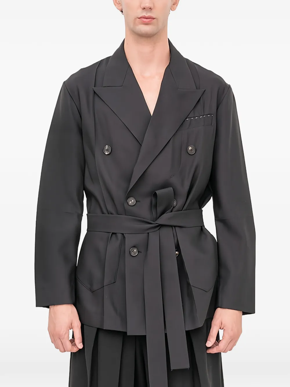 Setchu Origami double-breasted belted blazer | Black | Image 1