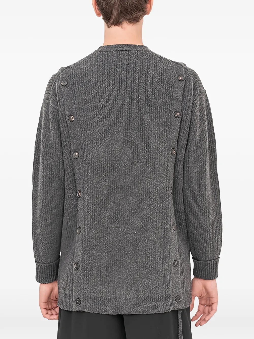 Button-Up Contrast-Pocket Cardigan