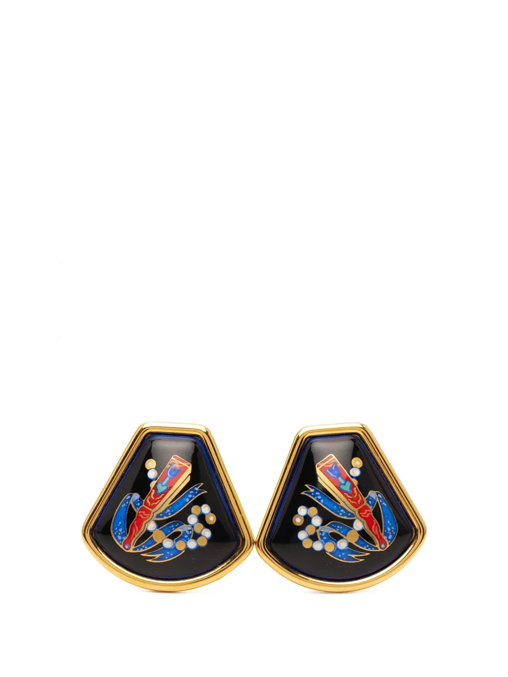 Hermès Pre-Owned 2000-2025 Enamel Cloisonne Clip On Earrings costume