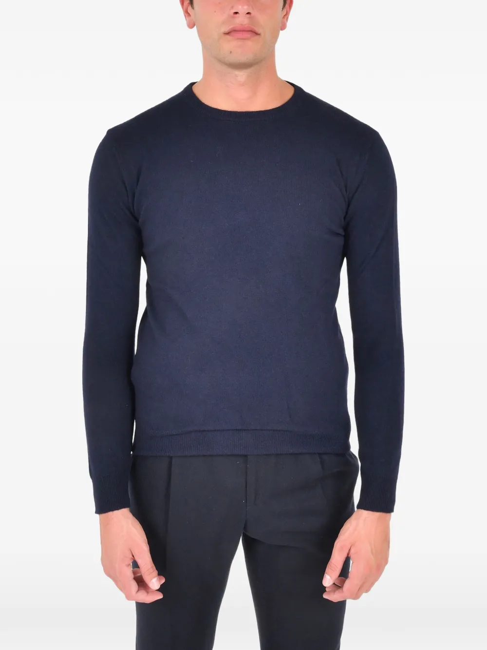 FRANZESE COLLECTION Geribbelde sweater met ronde hals Blauw