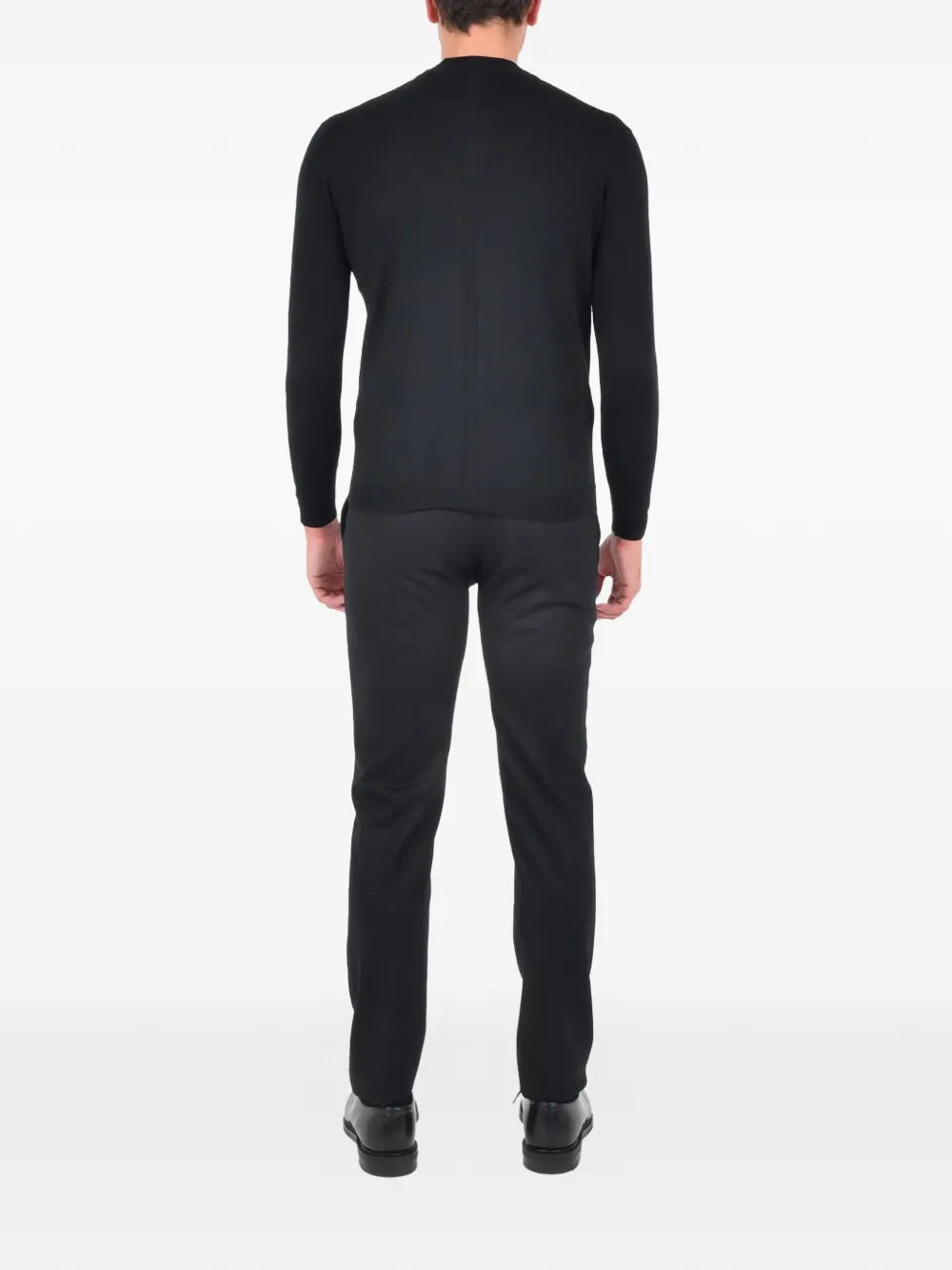 Franzese Collection Ribbed Crew-neck Sweater In Black