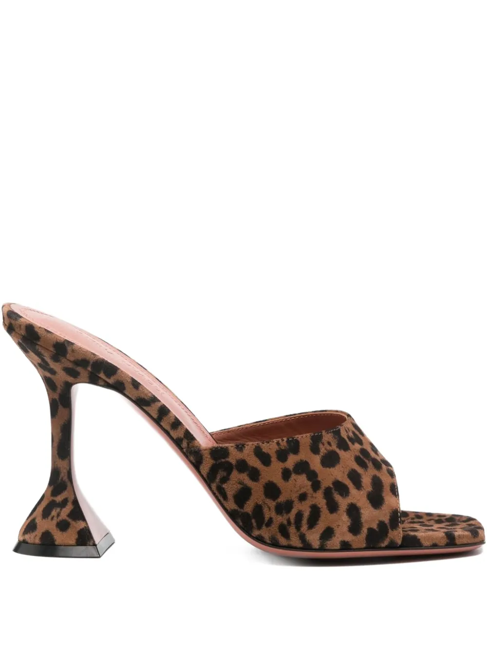 Amina Muaddi 95 mm Lupita sandalen met vierkante neus en luipaardprint Bruin