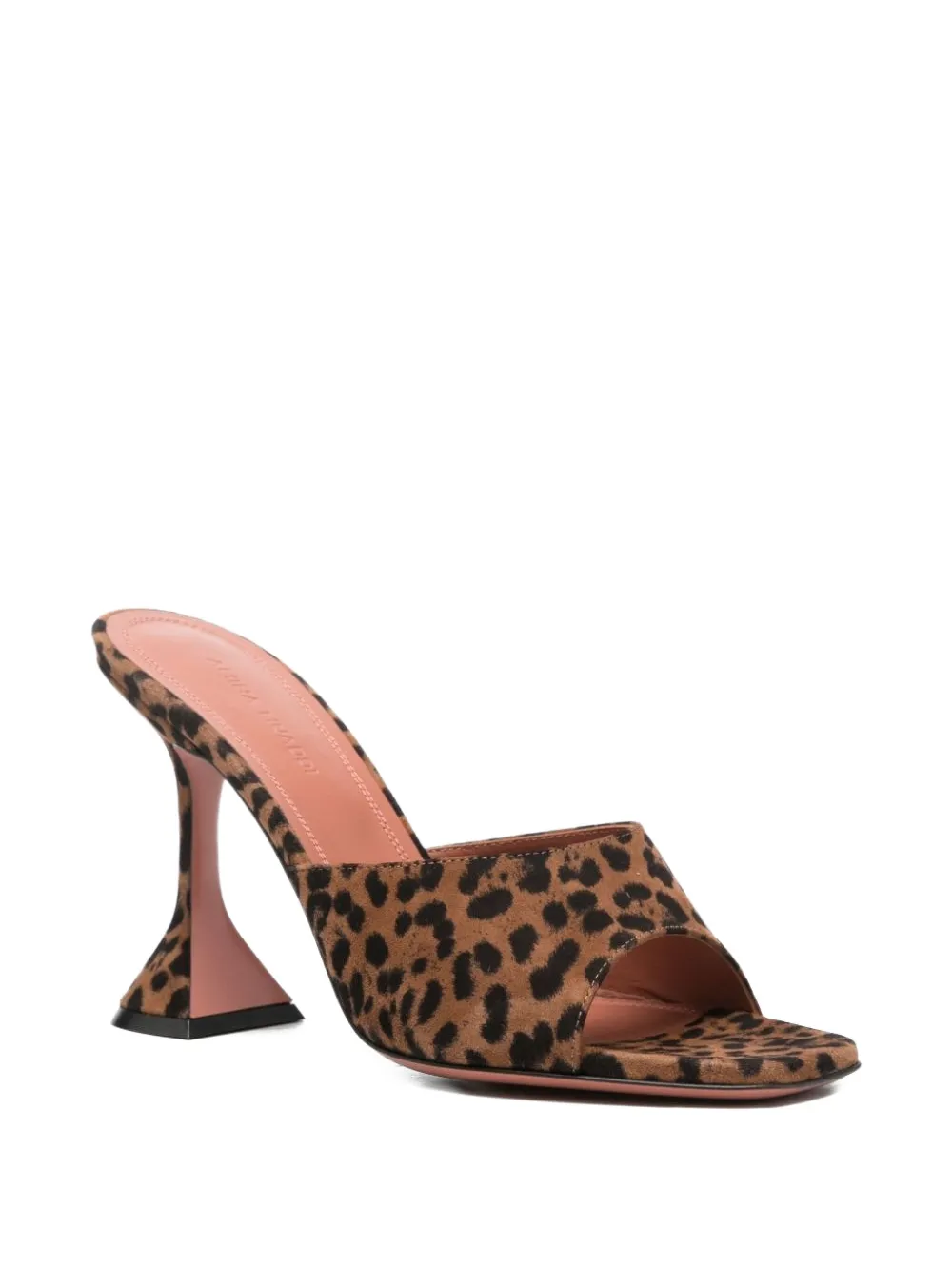 Amina Muaddi 95 mm Lupita sandalen met vierkante neus en luipaardprint Bruin