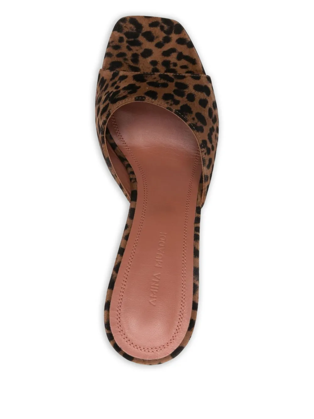 Amina Muaddi 95 mm Lupita sandalen met vierkante neus en luipaardprint Bruin