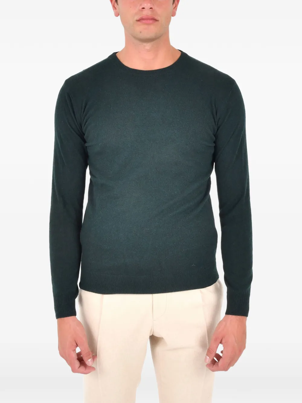 Franzese Collection Ribbed Crew-neck Sweater In Green