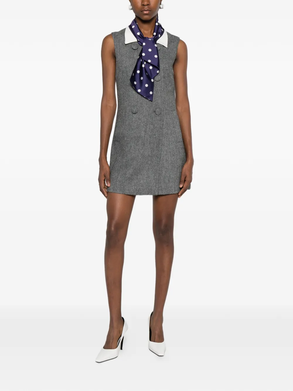 Self-Portrait Mini-jurk met visgraatpatroon - Grijs