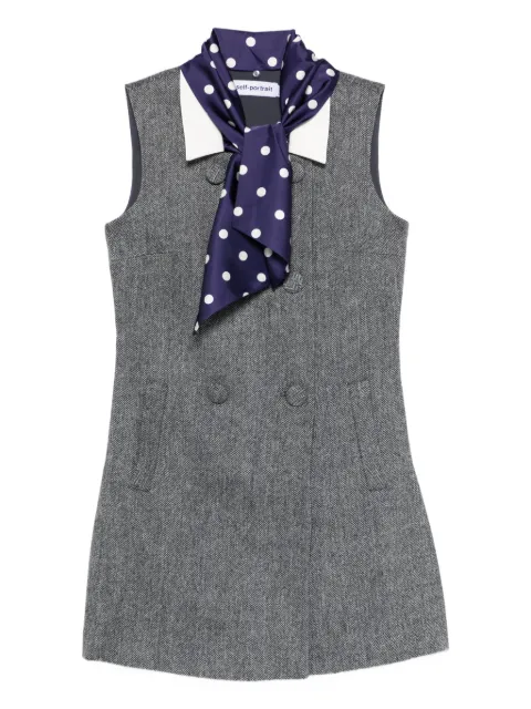 Self-Portrait herringbone-design mini dress